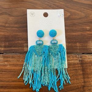 Blue tassel drop earrings